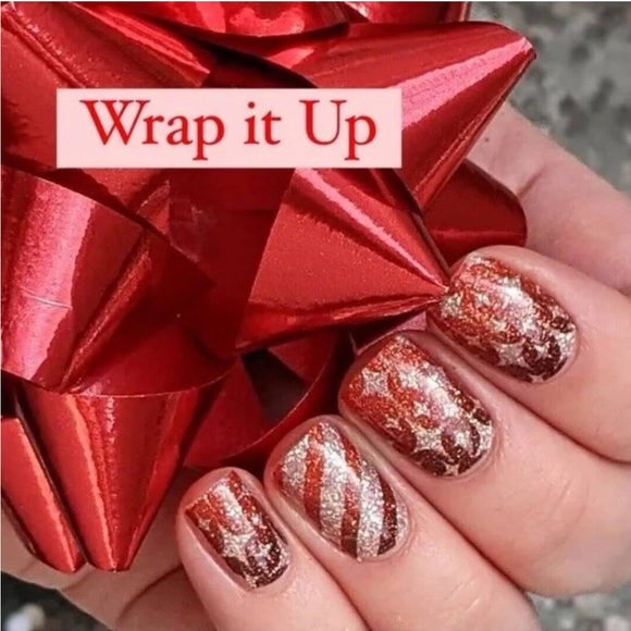 *Retired* Color Street: Wrap It Up | Christmas Holiday Gold Red Metallic Stripes - Picture 8 of 15